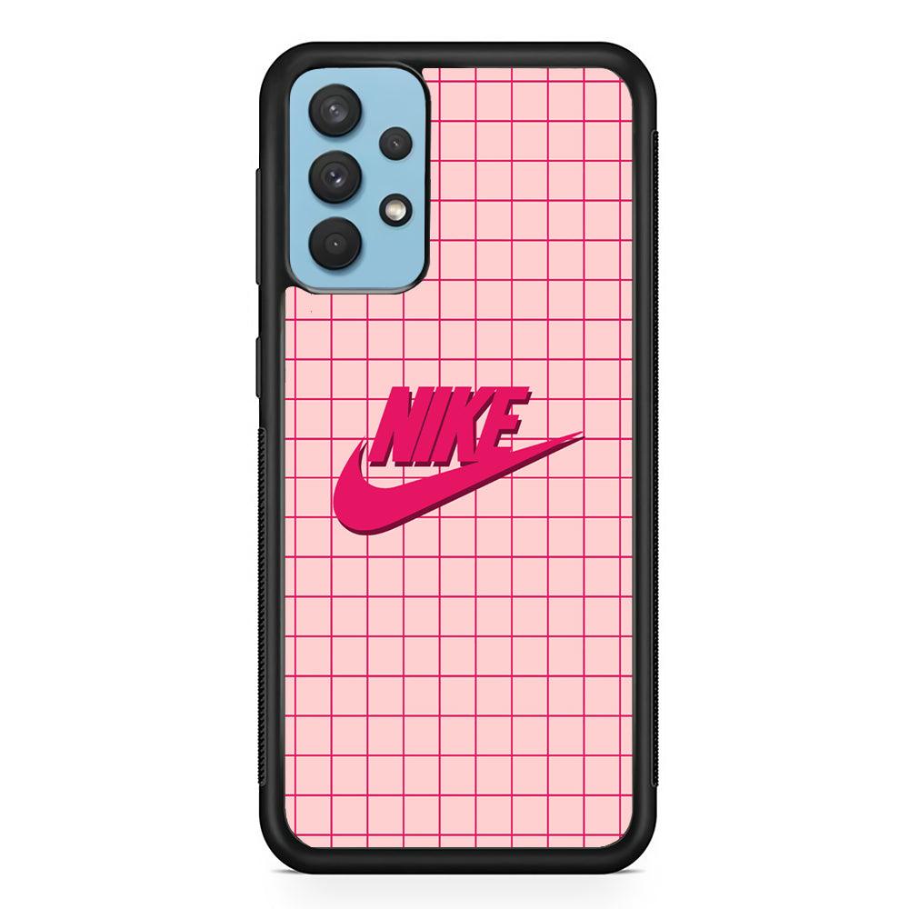 Nike Pink Square Spot Samsung Galaxy A32 Case-Rubber Black (2D Case)-Oxvistore