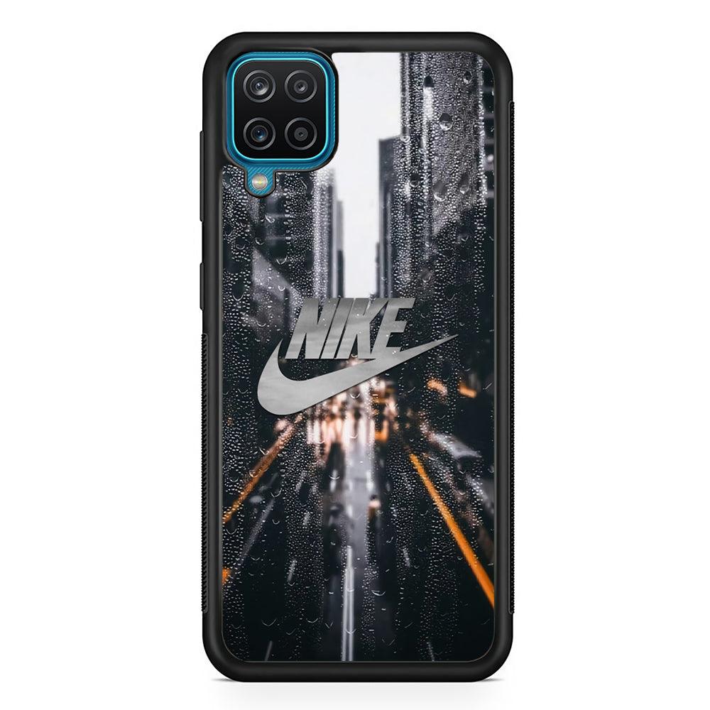 Nike Rainy Town Samsung Galaxy A12 Case-Rubber Black (2D Case)-Oxvistore