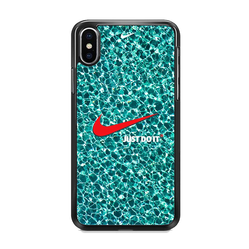 Nike Red Shiny iPhone XS Case-Rubber Black (2D Case)-Oxvistore