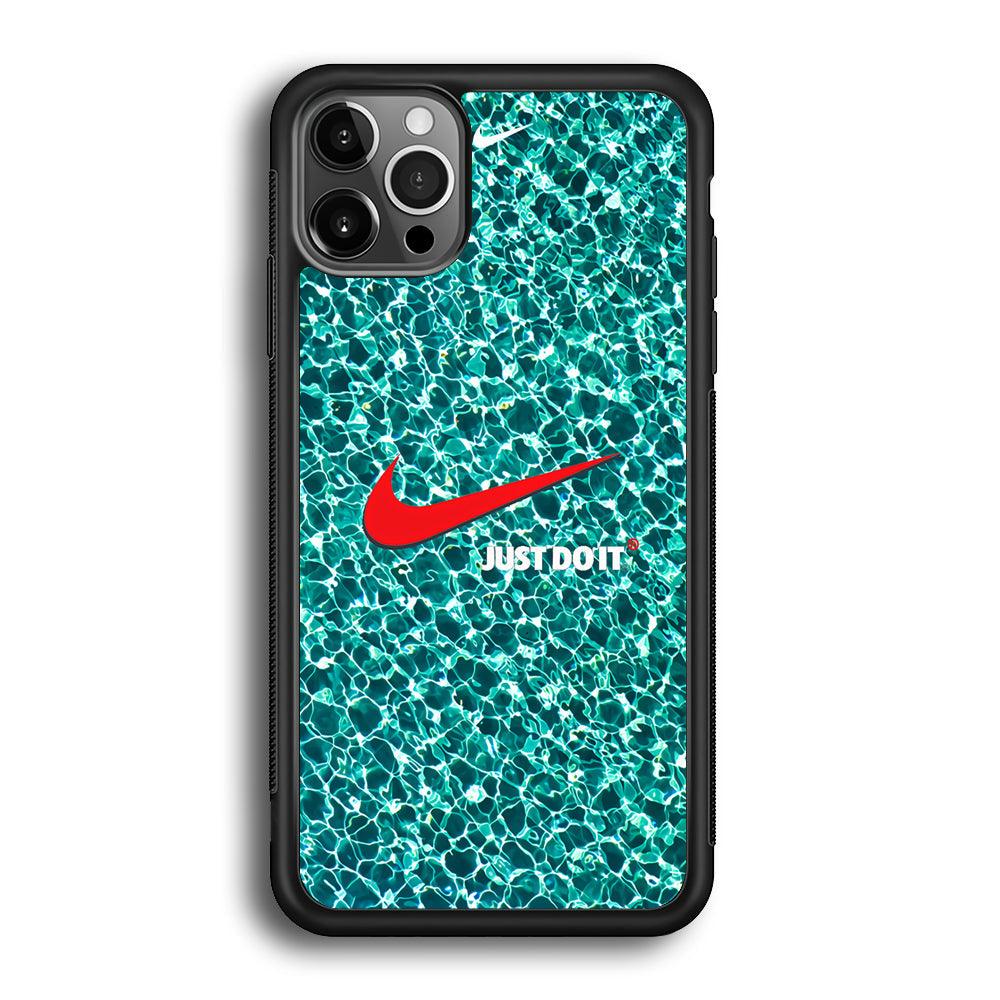 Nike Red Shiny iPhone 12 Pro Case-Rubber Black (2D Case)-Oxvistore