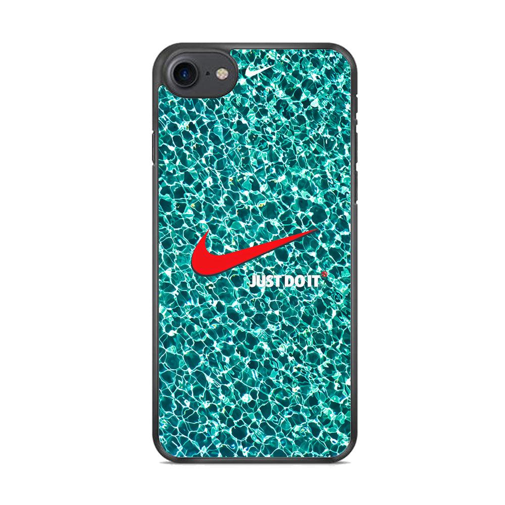 Nike Red Shiny iPhone 8 Case-Rubber Black (2D Case)-Oxvistore