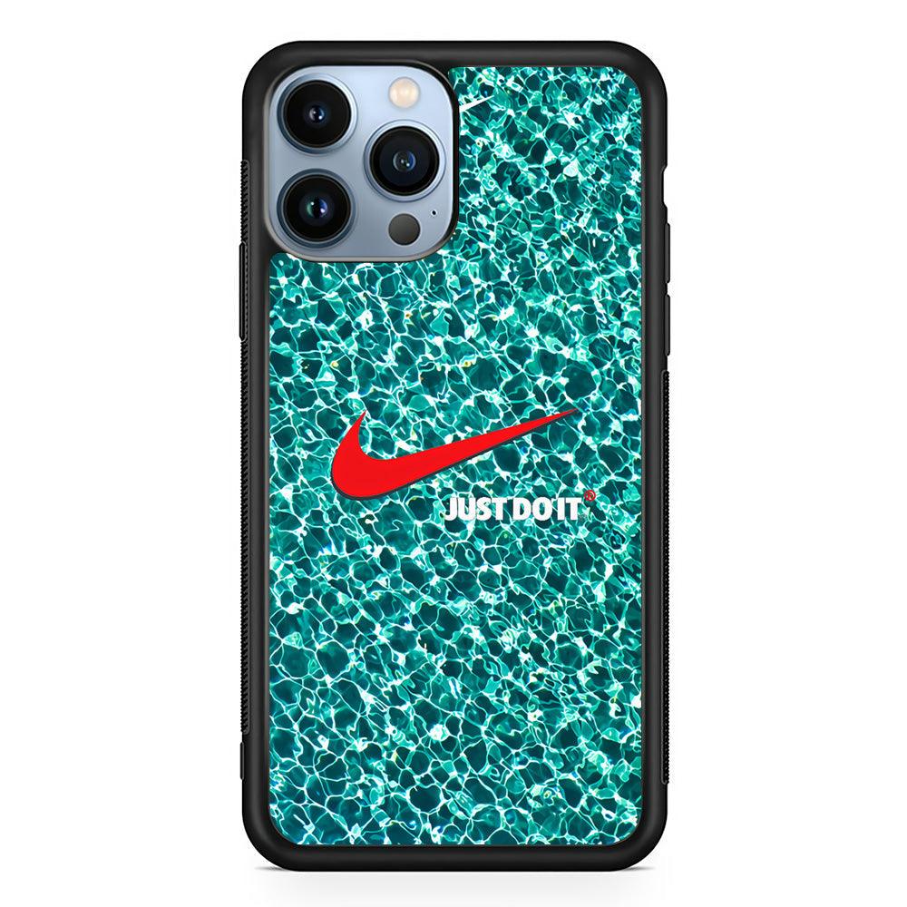 Nike Red Shiny iPhone 15 Pro Case-Rubber Black (2D Case)-Oxvistore