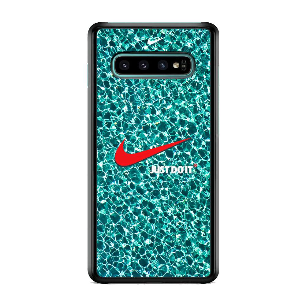 Nike Red Shiny Samsung Galaxy S10 Case-Rubber Black (2D Case)-Oxvistore