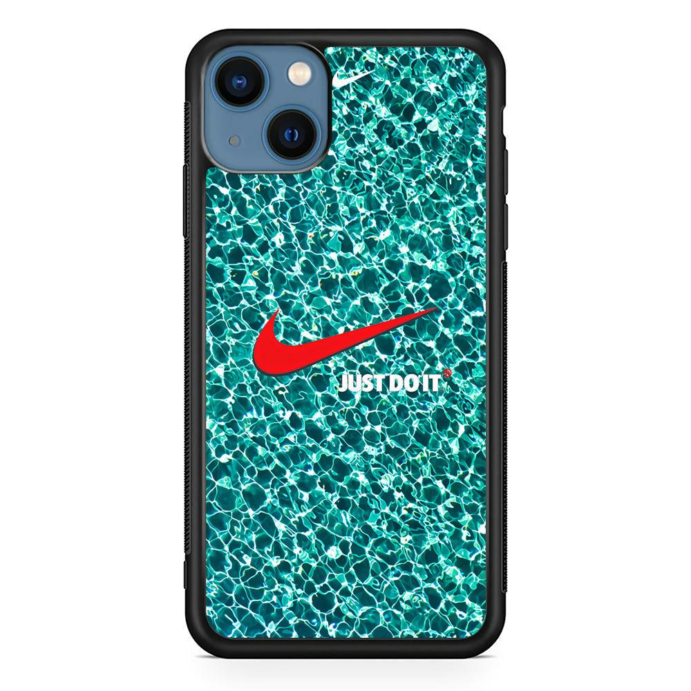 Nike Red Shiny iPhone 13 Case-Rubber Black (2D Case)-Oxvistore