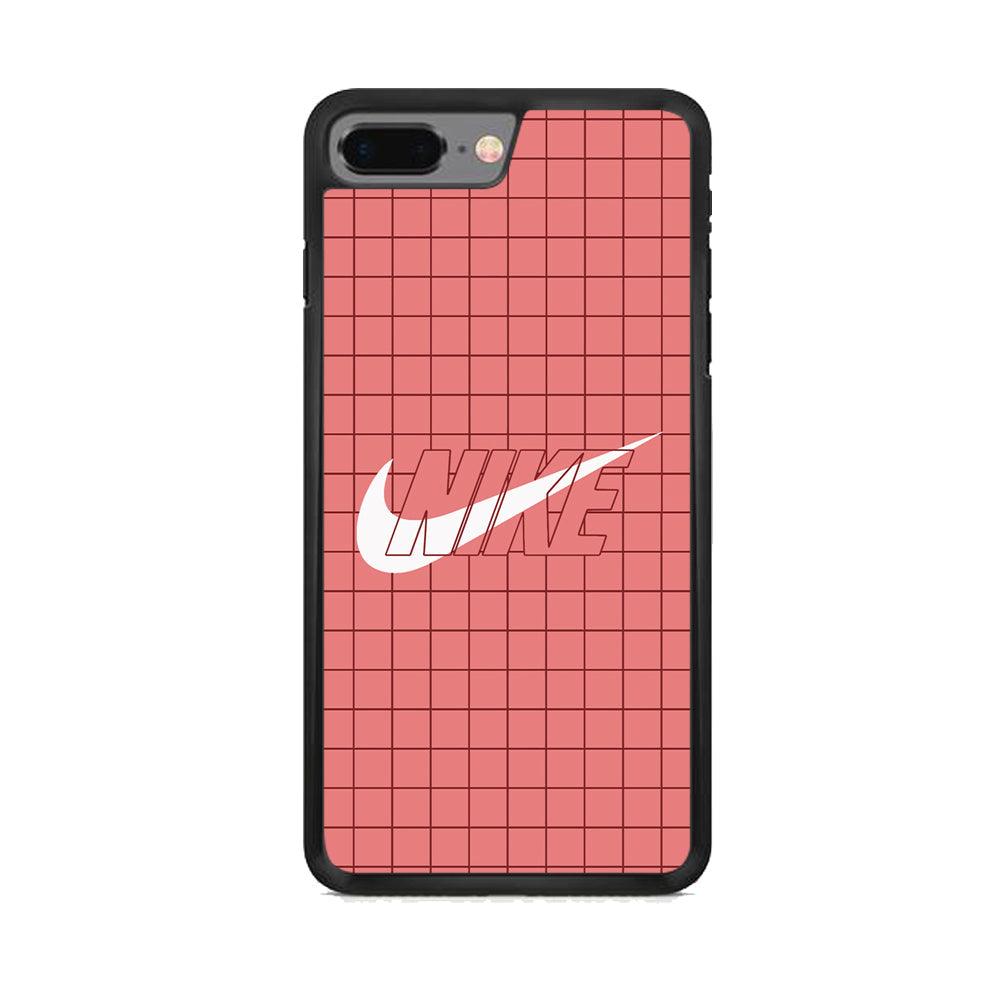 Nike Red Square Spot iPhone 8 Plus Case-Rubber Black (2D Case)-Oxvistore