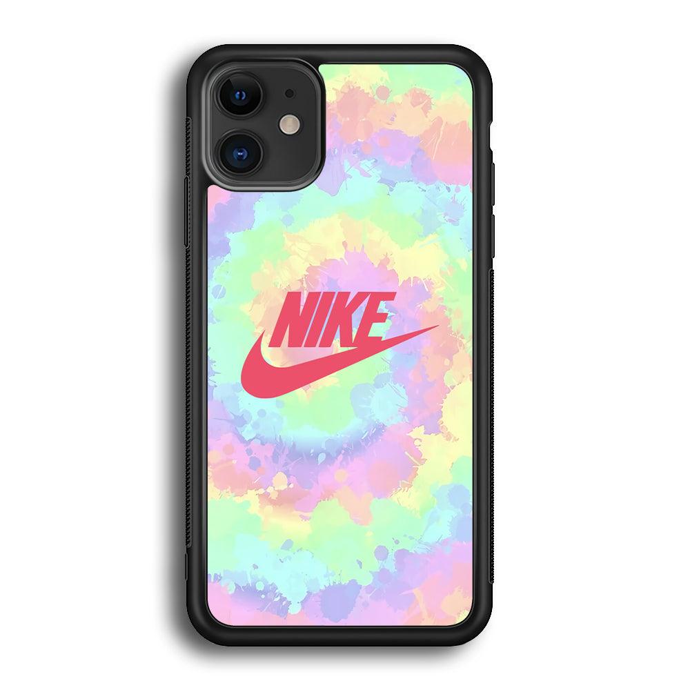 Nike Ring of Rainbow iPhone 12 Case-Rubber Black (2D Case)-Oxvistore