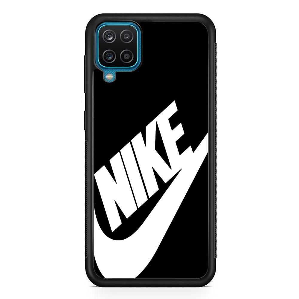 Nike Sling Black Samsung Galaxy A12 Case-Rubber Black (2D Case)-Oxvistore