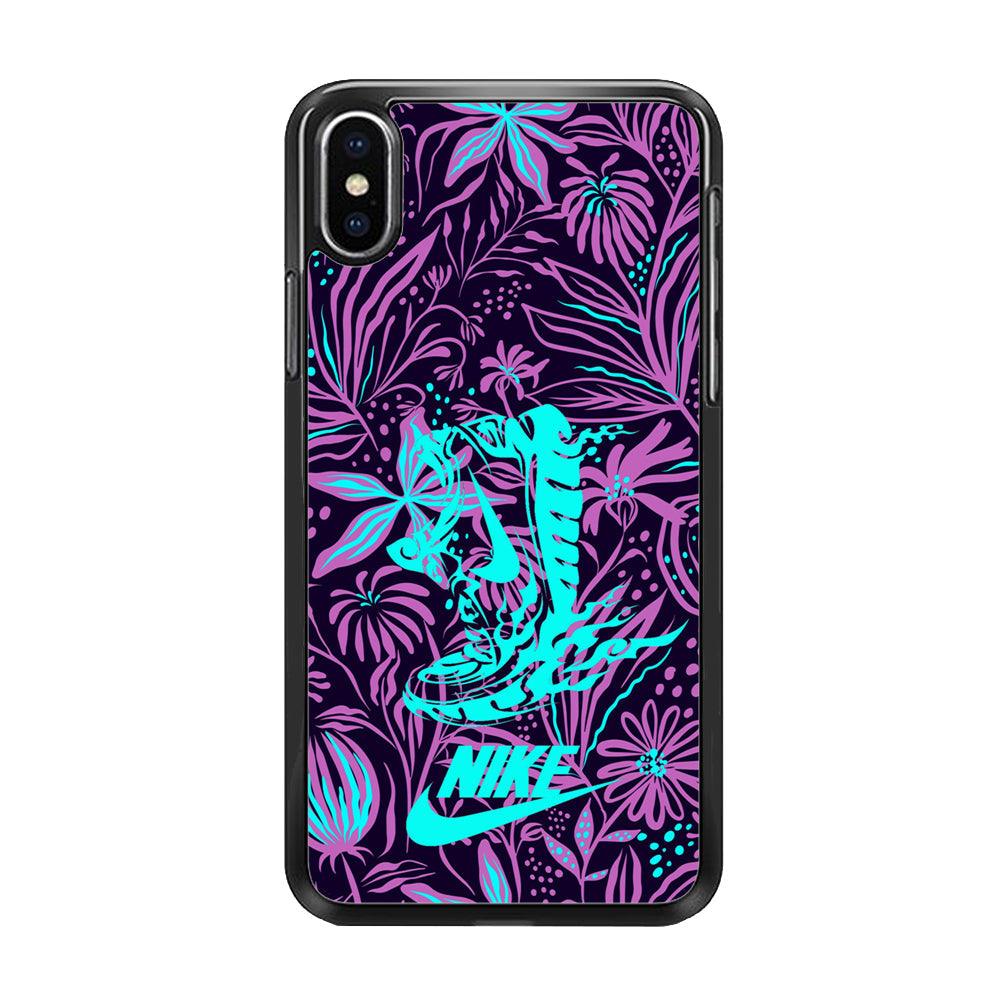 Nike Trial Forest Trip iPhone XS Case-Rubber Black (2D Case)-Oxvistore