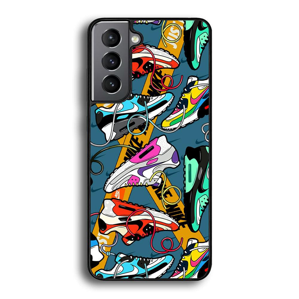 Nike Twister Shoelaces Samsung Galaxy S22 Plus Case-Rubber Black (2D Case)-Oxvistore