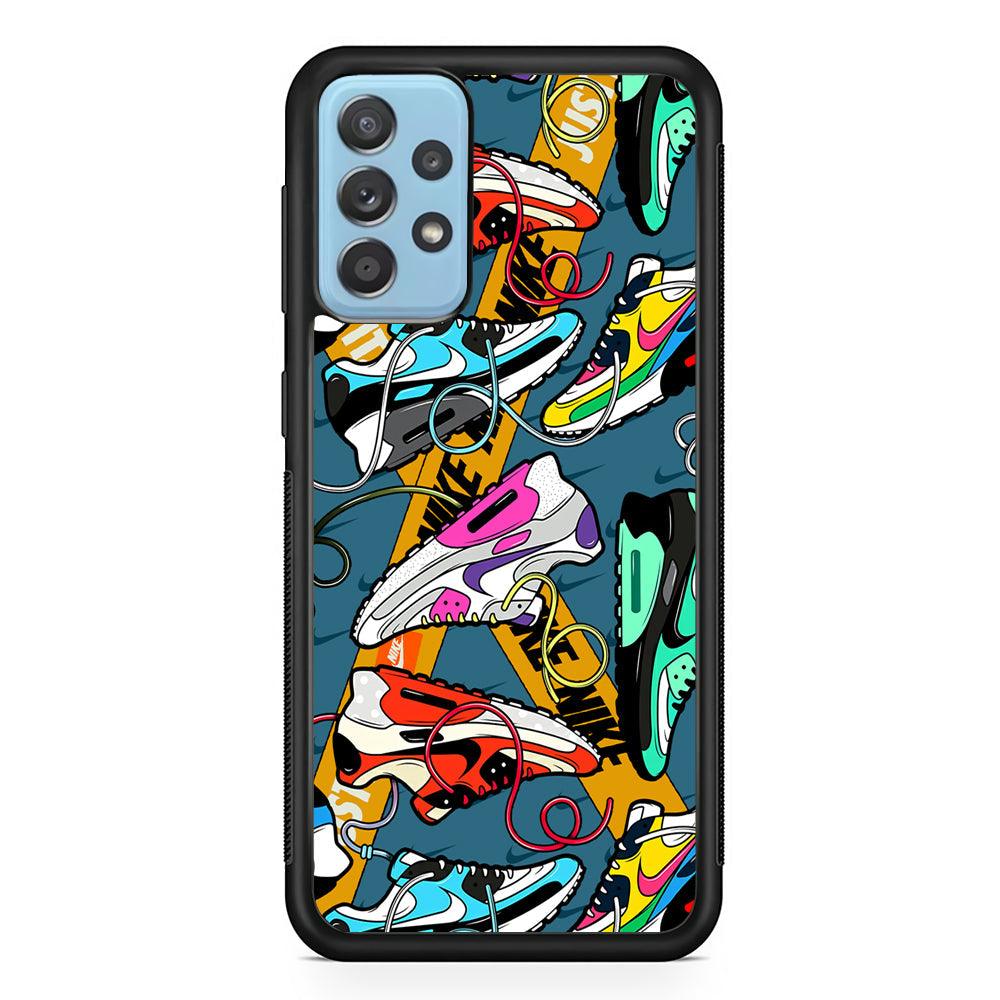 Nike Twister Shoelaces Samsung Galaxy A52 Case-Rubber Black (2D Case)-Oxvistore