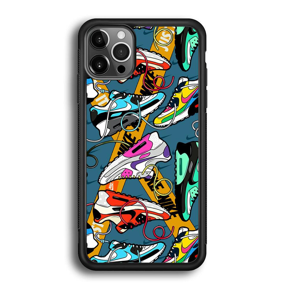 Nike Twister Shoelaces iPhone 12 Pro Case-Rubber Black (2D Case)-Oxvistore