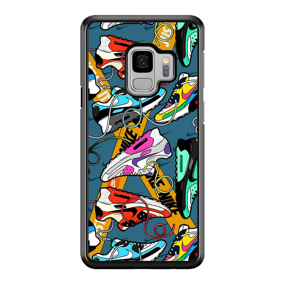 Nike Twister Shoelaces Samsung Galaxy S9 Case-Rubber Black (2D Case)-Oxvistore