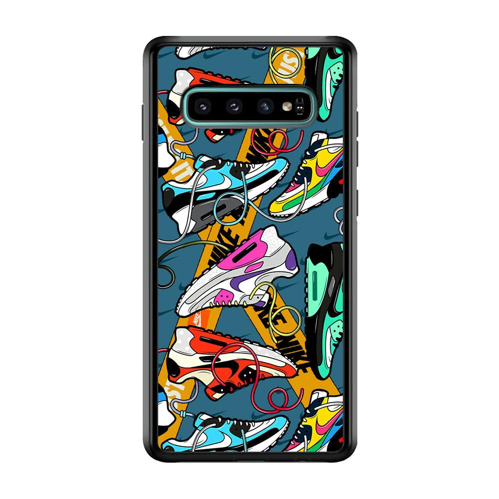 Nike Twister Shoelaces Samsung Galaxy S10 Plus Case-Rubber Black (2D Case)-Oxvistore