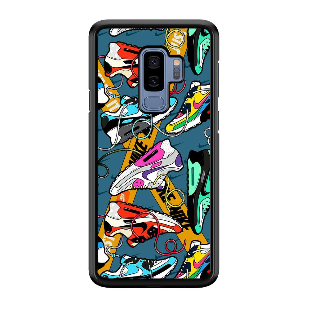 Nike Twister Shoelaces Samsung Galaxy S9 Plus Case-Rubber Black (2D Case)-Oxvistore