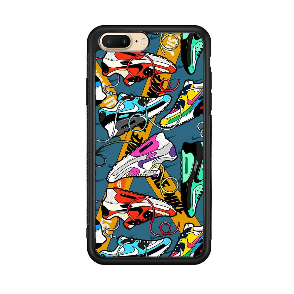 Nike Twister Shoelaces iPhone 8 Plus Case-Rubber Black (2D Case)-Oxvistore