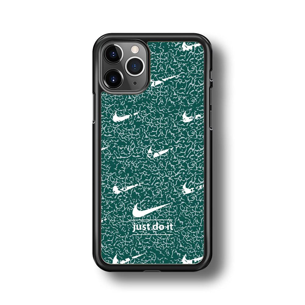 Nike White in Green Patern iPhone 11 Pro Case-Rubber Black (2D Case)-Oxvistore