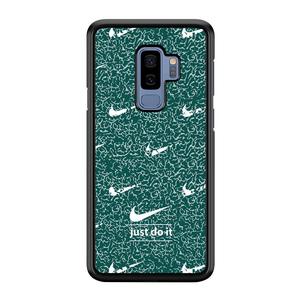 Nike White in Green Patern Samsung Galaxy S9 Plus Case-Rubber Black (2D Case)-Oxvistore