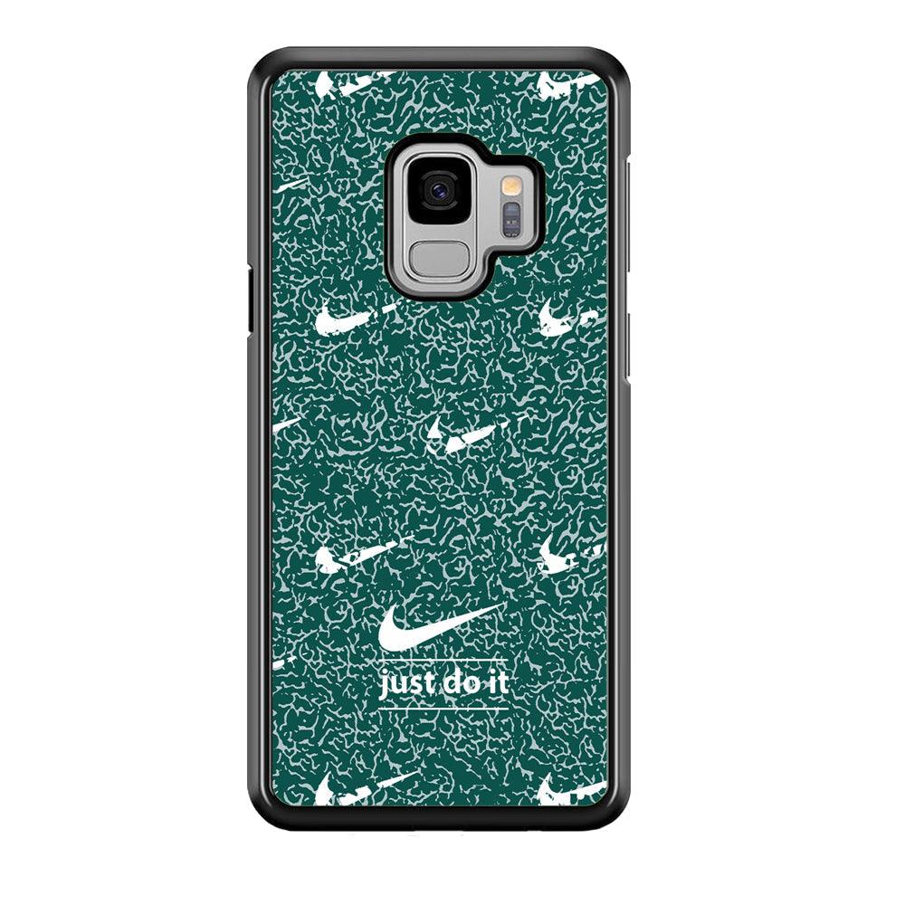 Nike White in Green Patern Samsung Galaxy S9 Case-Rubber Black (2D Case)-Oxvistore