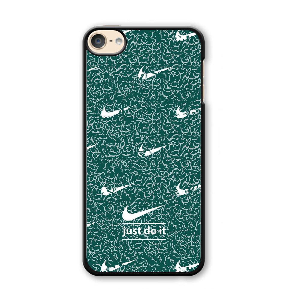 Nike White in Green Patern iPod Touch 6 Case-Plastic Black (2D Case)-Oxvistore