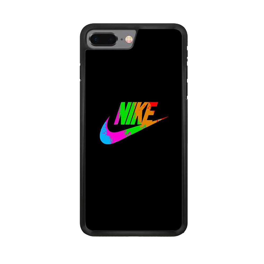 Nike Word Rainbow iPhone 8 Plus Case-Rubber Black (2D Case)-Oxvistore