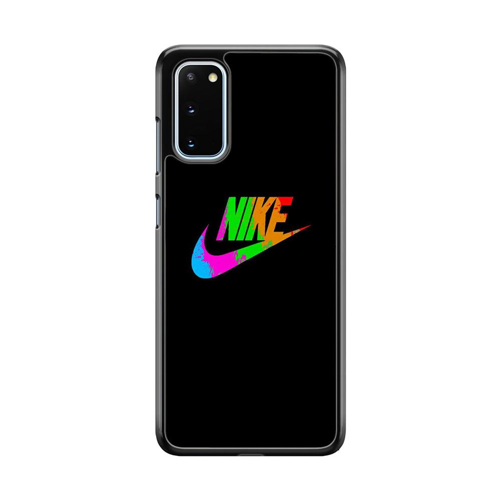 Nike Word Rainbow Samsung Galaxy S20 Case-Rubber Black (2D Case)-Oxvistore