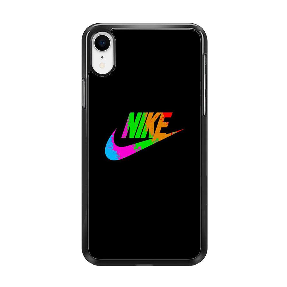 Nike Word Rainbow iPhone XR Case-Rubber Black (2D Case)-Oxvistore
