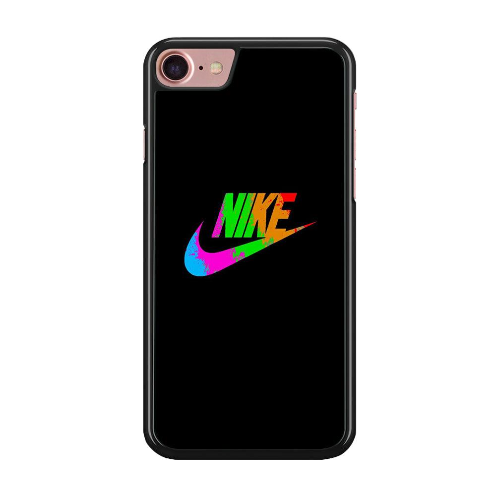 Nike Word Rainbow iPhone 8 Case-Rubber Black (2D Case)-Oxvistore