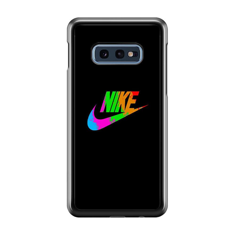 Nike Word Rainbow Samsung Galaxy S10E Case-Rubber Black (2D Case)-Oxvistore