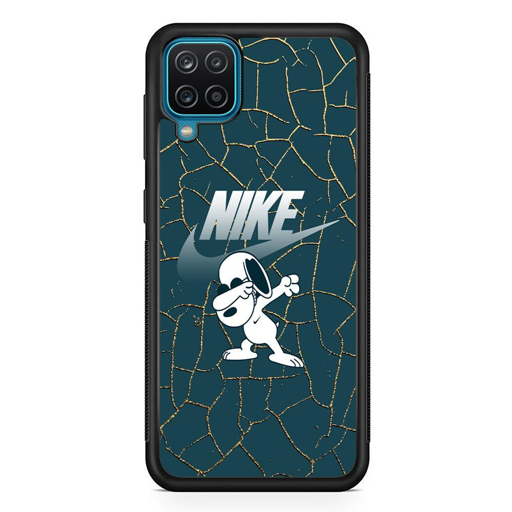 Nike and Snoopy Snoop Dab Samsung Galaxy A12 Case-Rubber Black (2D Case)-Oxvistore