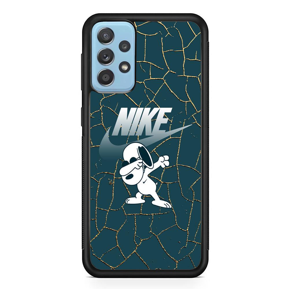Nike and Snoopy Snoop Dab Samsung Galaxy A52 Case-Rubber Black (2D Case)-Oxvistore