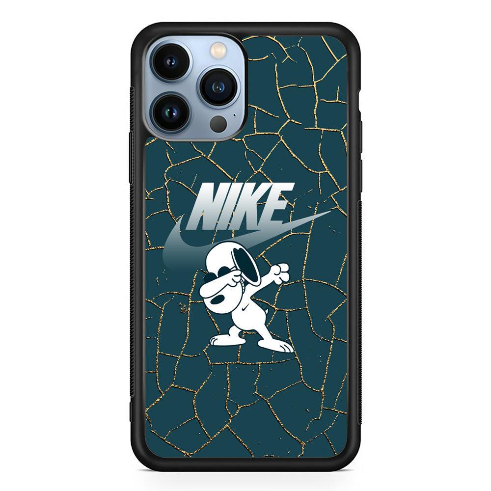 Nike and Snoopy Snoop Dab iPhone 14 Pro Max Case-Rubber Black (2D Case)-Oxvistore