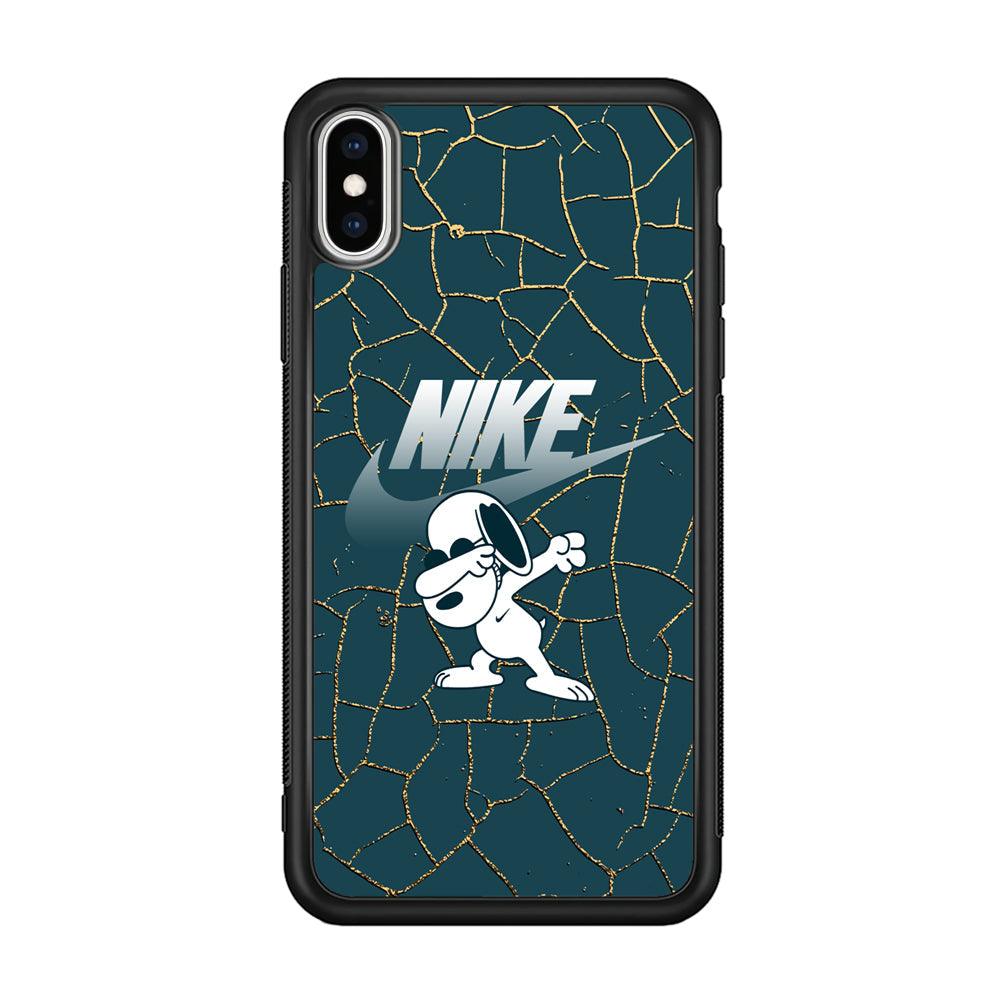 Nike and Snoopy Snoop Dab iPhone X Case-Rubber Black (2D Case)-Oxvistore