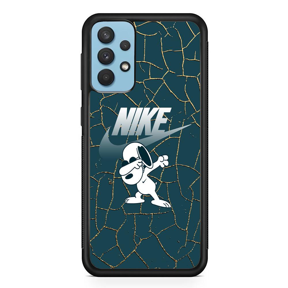 Nike and Snoopy Snoop Dab Samsung Galaxy A32 Case-Rubber Black (2D Case)-Oxvistore