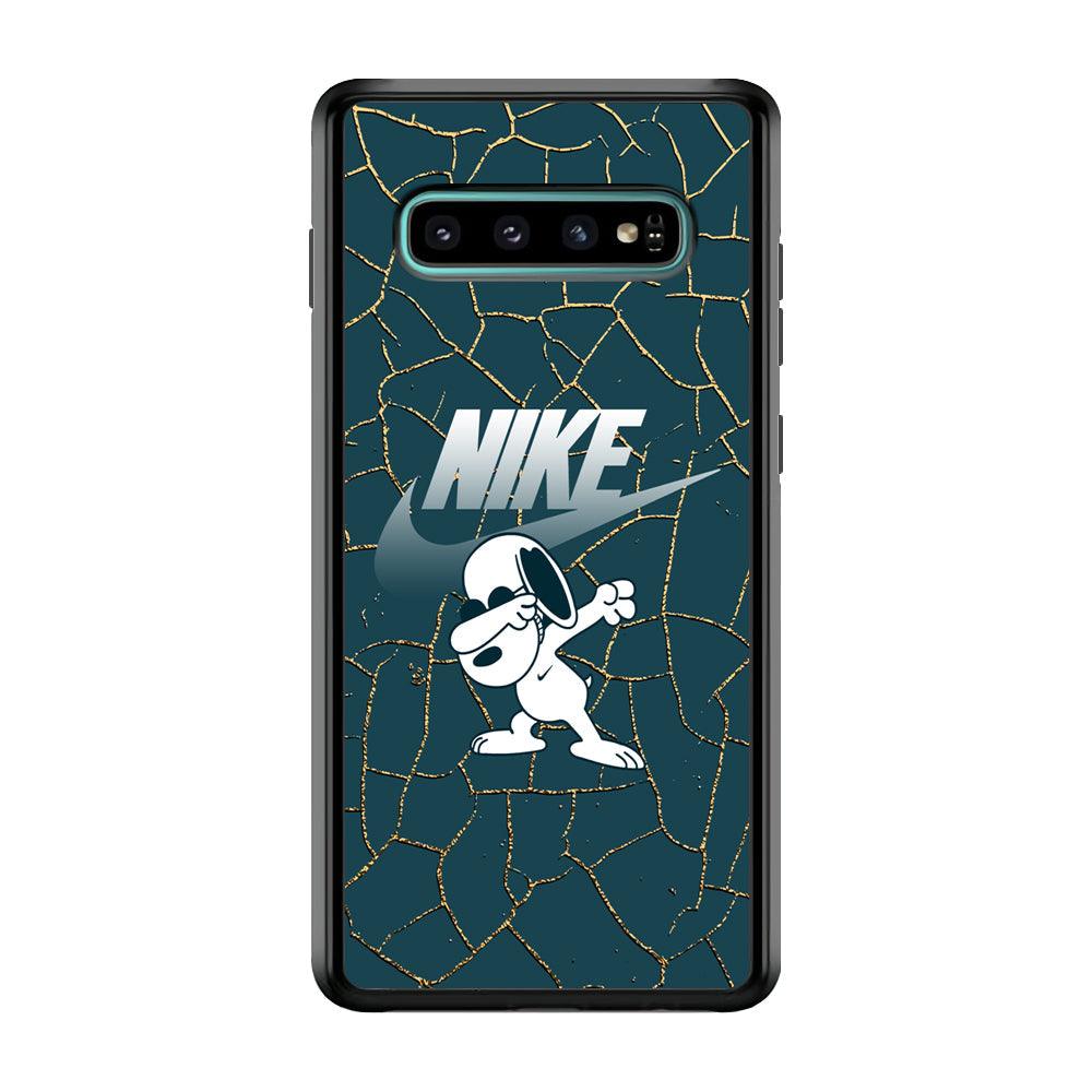 Nike and Snoopy Snoop Dab Samsung Galaxy S10 Case-Rubber Black (2D Case)-Oxvistore