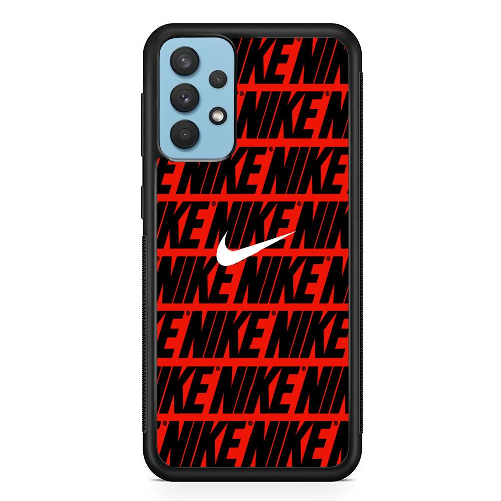 Nike in Red Samsung Galaxy A32 Case-Rubber Black (2D Case)-Oxvistore