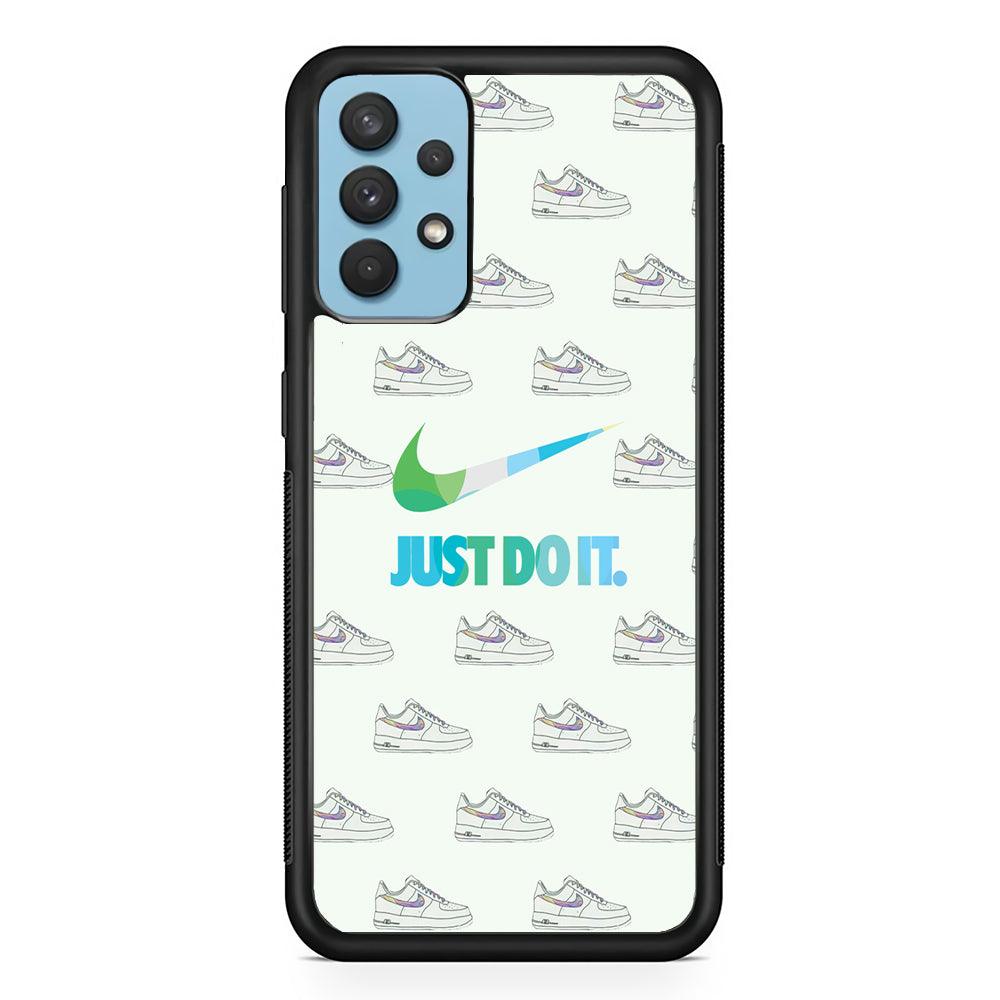 Nike logo in Shoes Collage Samsung Galaxy A32 Case-Rubber Black (2D Case)-Oxvistore