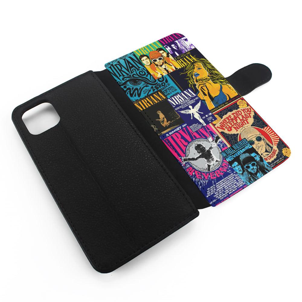 Nirvana Album Cover Collage Flip Wallet Phone Case-Oxvistore
