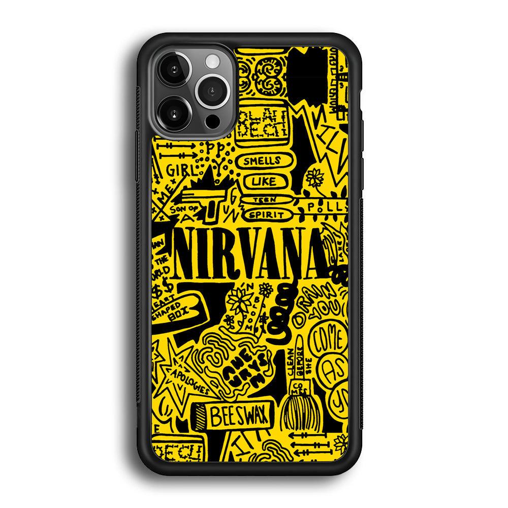 Nirvana Doodle Art iPhone 12 Pro Max Case-Rubber Black (2D Case)-Oxvistore