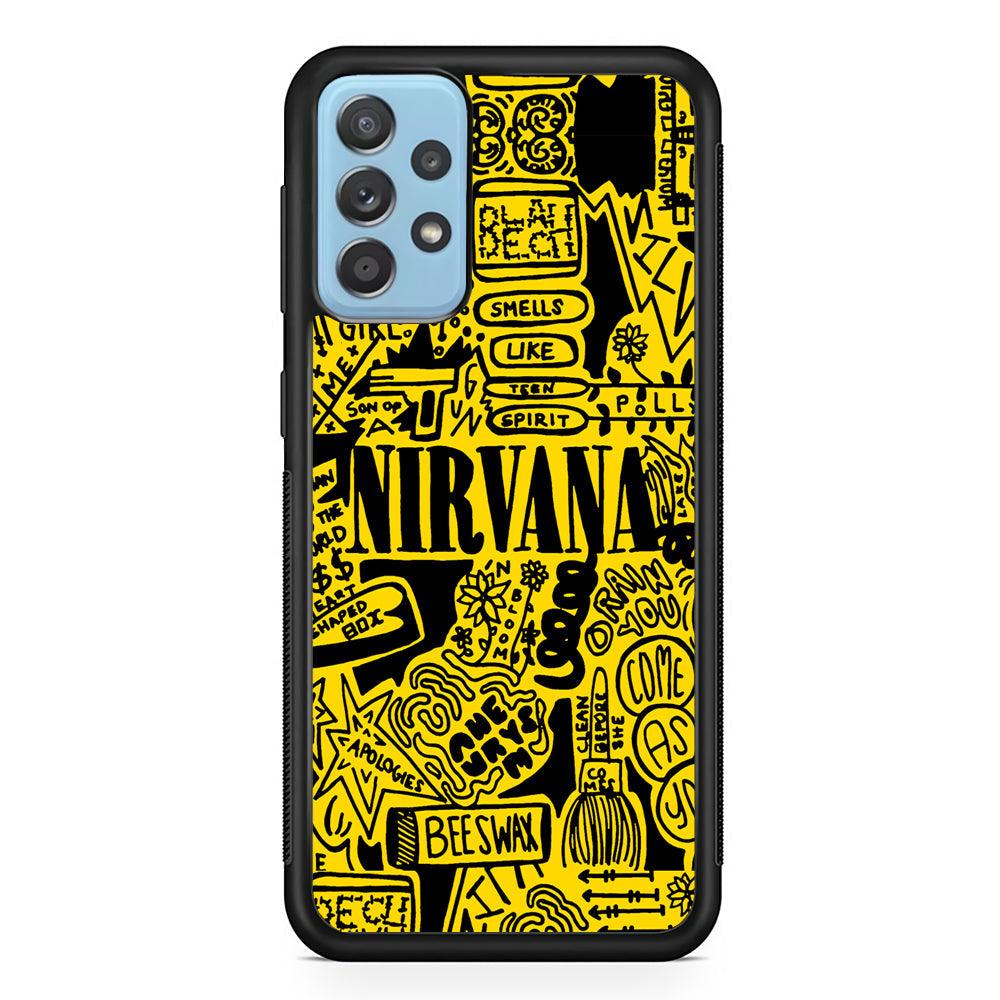 Nirvana Doodle Art Samsung Galaxy A52 Case-Rubber Black (2D Case)-Oxvistore