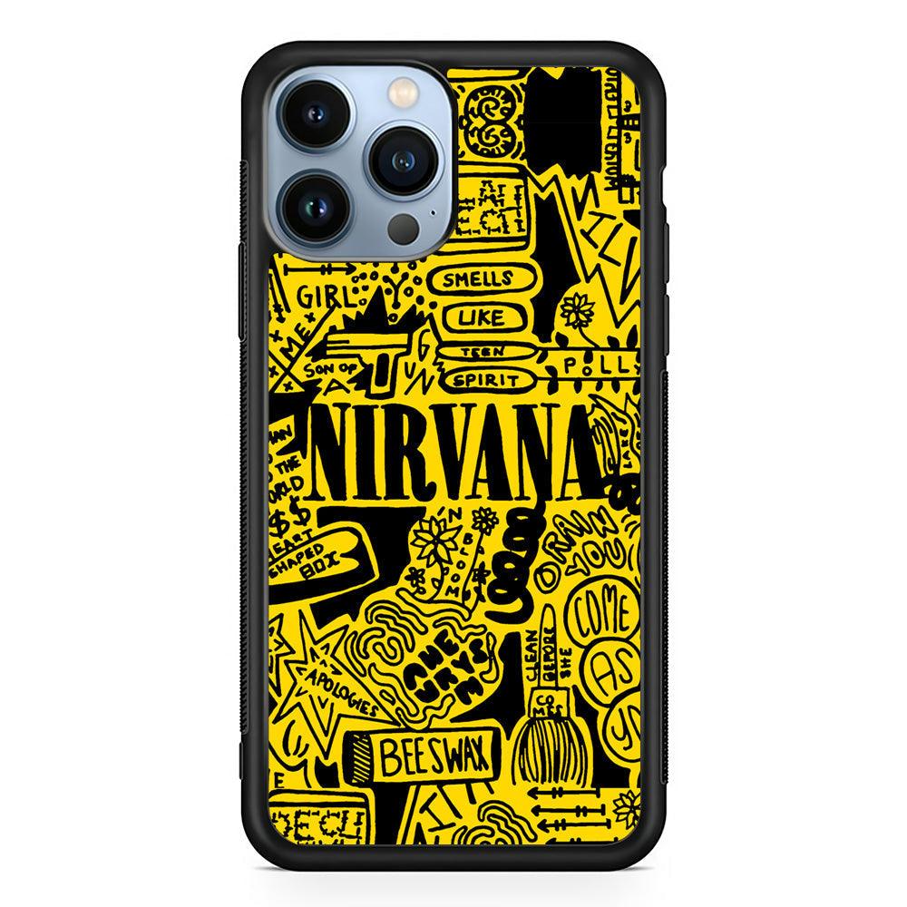 Nirvana Doodle Art iPhone 14 Pro Max Case-Rubber Black (2D Case)-Oxvistore