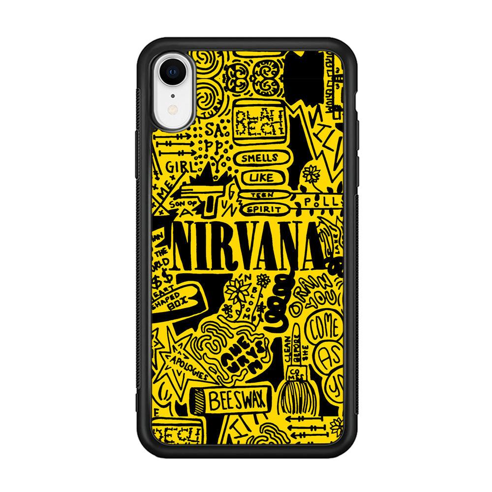 Nirvana Doodle Art iPhone XR Case-Rubber Black (2D Case)-Oxvistore