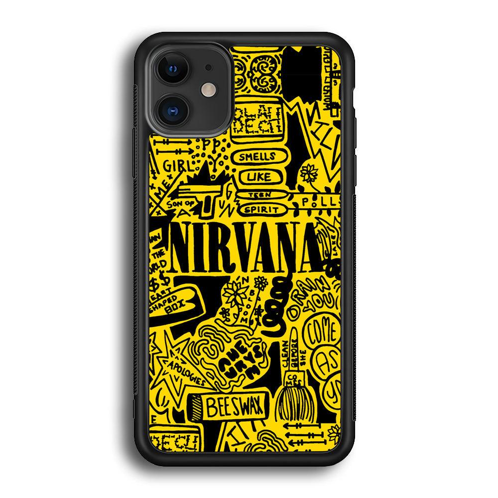 Nirvana Doodle Art iPhone 12 Case-Rubber Black (2D Case)-Oxvistore