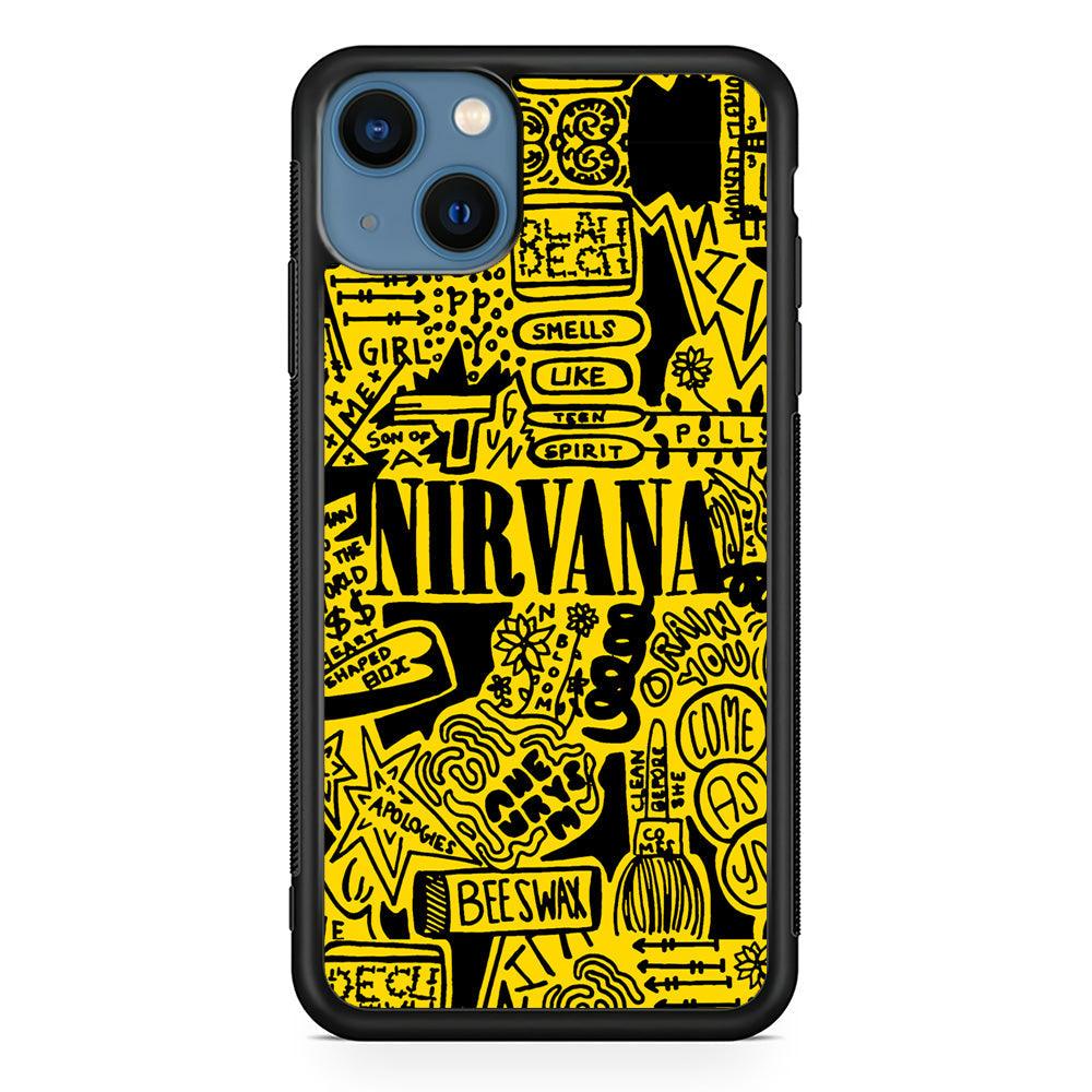 Nirvana Doodle Art iPhone 13 Case-Rubber Black (2D Case)-Oxvistore