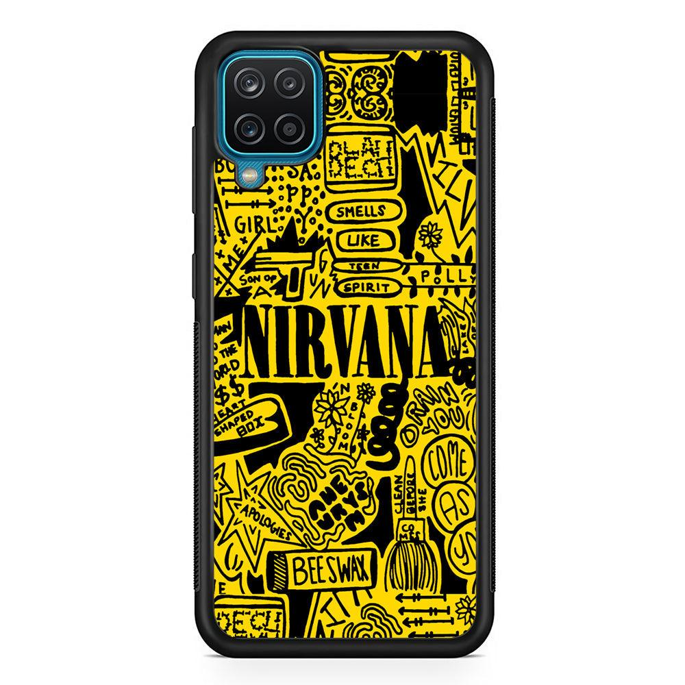 Nirvana Doodle Art Samsung Galaxy A12 Case-Rubber Black (2D Case)-Oxvistore