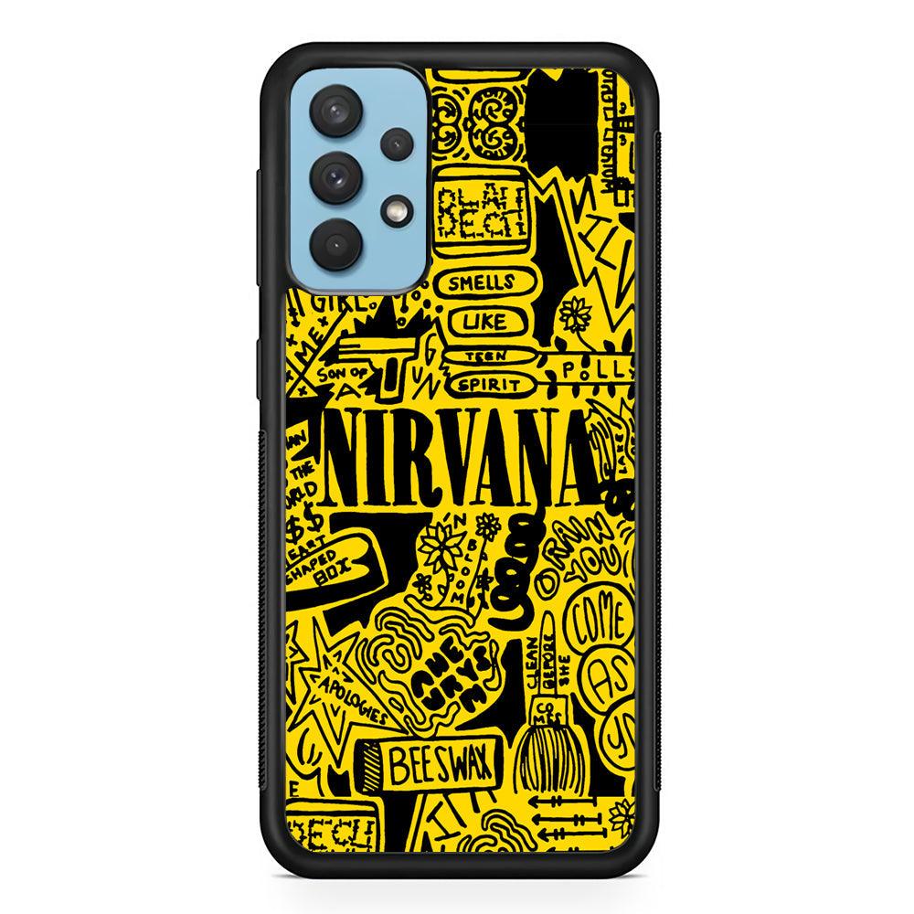 Nirvana Doodle Art Samsung Galaxy A32 Case-Rubber Black (2D Case)-Oxvistore