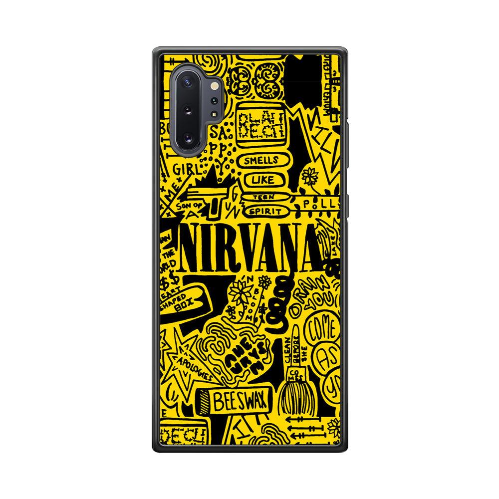 Nirvana Doodle Art Samsung Galaxy Note 10 Plus Case-Rubber Black (2D Case)-Oxvistore