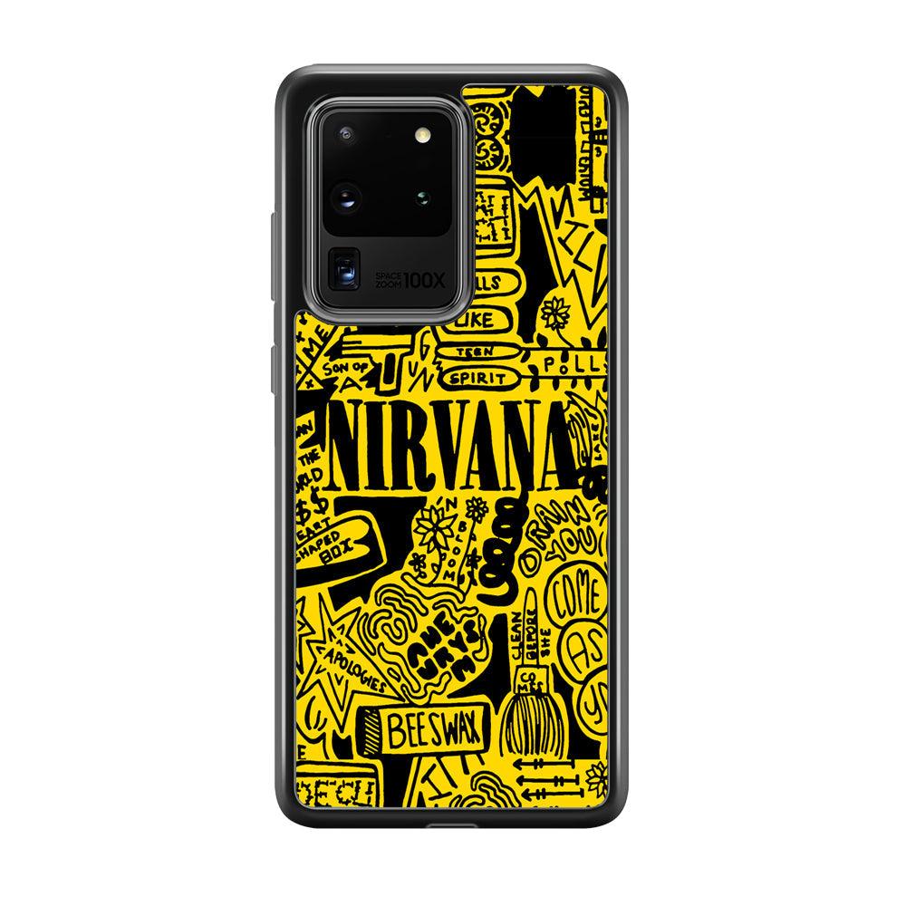 Nirvana Doodle Art Samsung Galaxy S20 Ultra Case-Rubber Black (2D Case)-Oxvistore