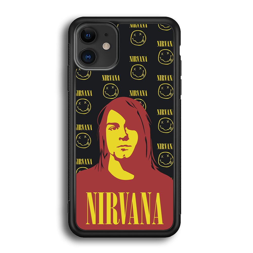 Nirvana Kurt Cobain Silhouettes iPhone 11 Case-Rubber Black (2D Case)-Oxvistore