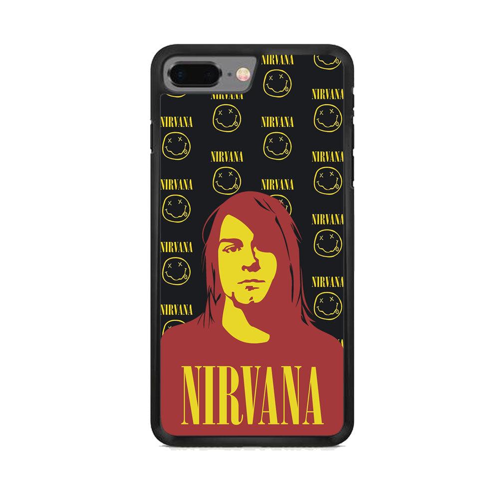 Nirvana Kurt Cobain Silhouettes iPhone 7 Plus Case-Rubber White (2D Case)-Oxvistore
