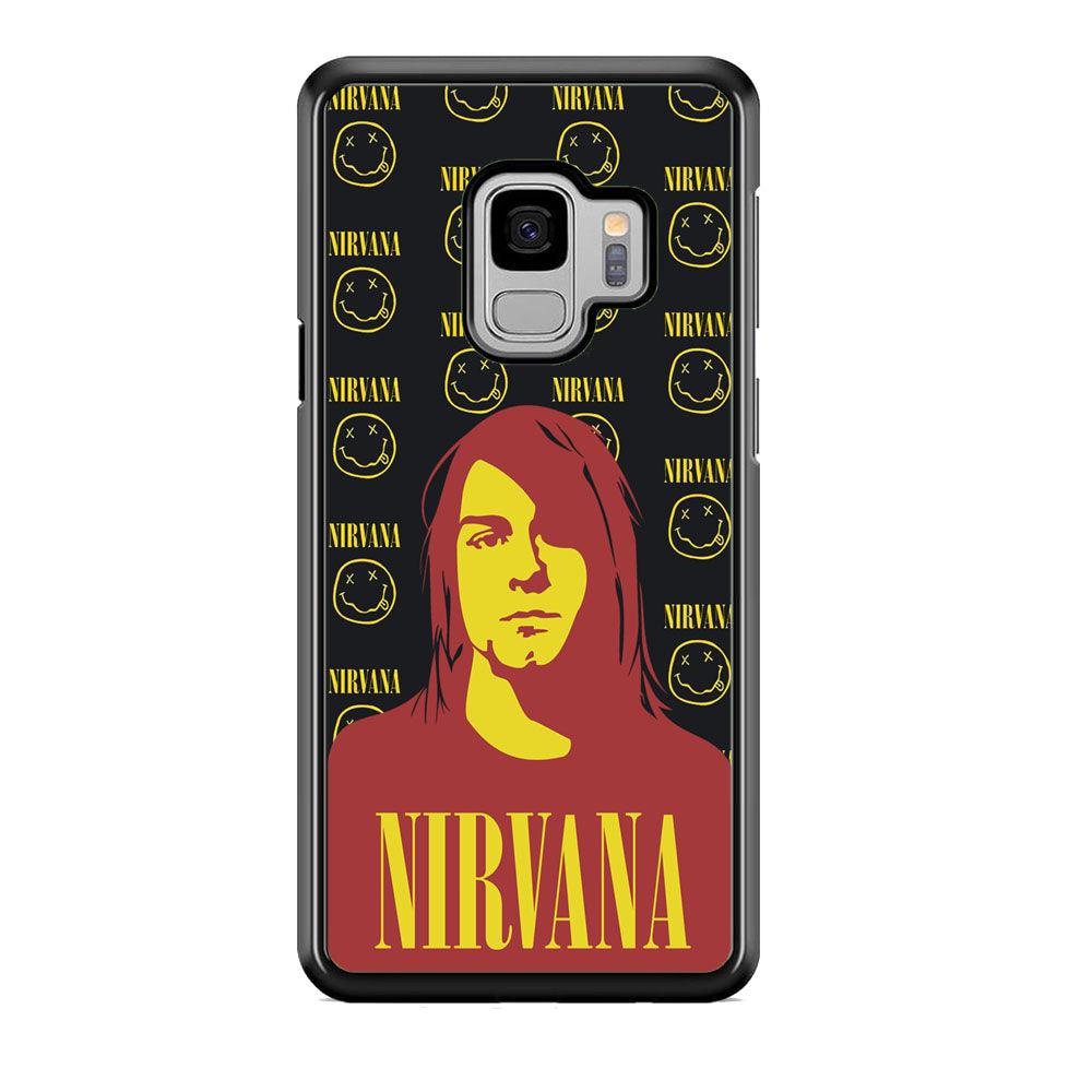 Nirvana Kurt Cobain Silhouettes Samsung Galaxy S9 Case-Rubber Black (2D Case)-Oxvistore